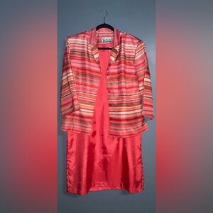 Sheri Martin Two-piece Dress and Jacket Set Hot Pink Size 14 EUC